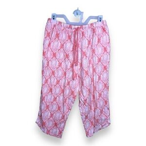 SMALL CAROLE HOCHMAN PEACH ORANGE WHITE BOHO CAPRIS CASUAL PULL ON